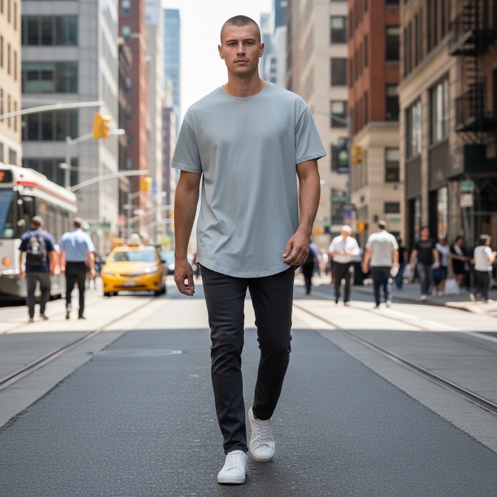 BYLT Basics Mens Drop Cut Short Sleeve T-Shirt Seafoam Blue XL DC_SS_SBZ_XL